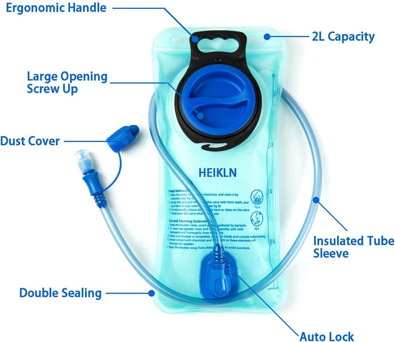HEIKLN Hydration Bladder 1.5L-2L-3L,Leak Proof Water Reservoir, BPA Free Military Water Storage Bladder Bag Hydration Pack Replacement Easy Clean for Bicycling Hiking Camping Hunting Running - Image 3